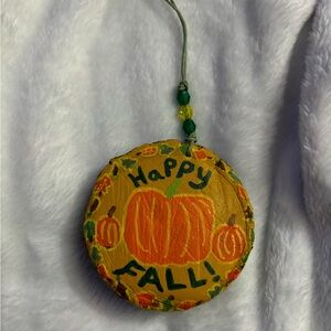 Happy Fall Hand Painted Wood Slice Ornament Decoration